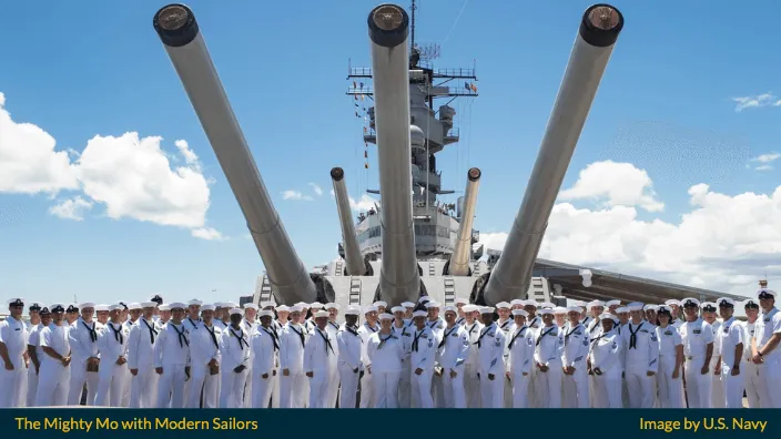 Navy USS Missouri Mighty Mo with modern Sailors - Image